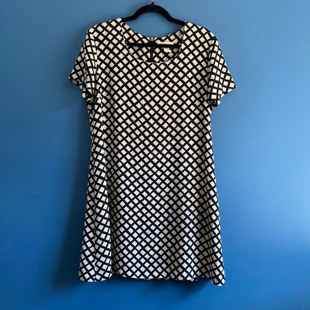 Vintage 90s Shift Dress Women's Size 11/12 Express Geometric Mod Twee Retro
